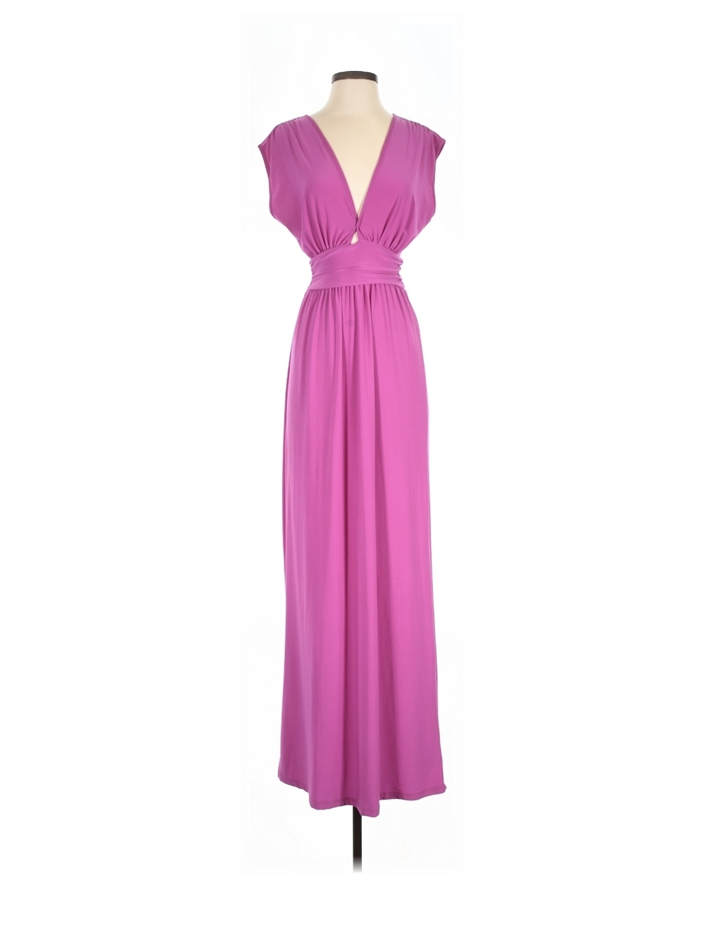 Pink Deep V-Neck Maxi Dress with Cinched Waist Size S Cocktail dress